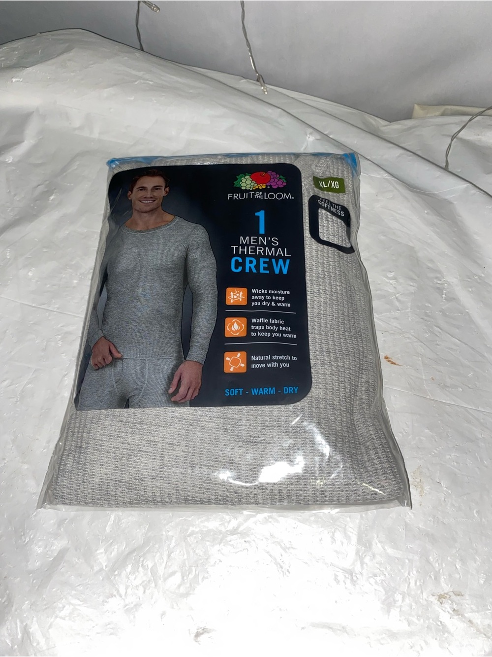 Fruit of the Loom Men's Thermal Crew Long-Sleeve in Light Gray